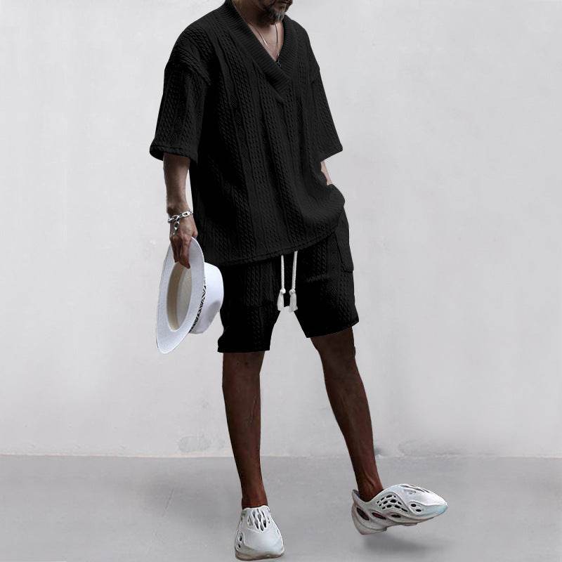 Buycenter Men's Casual Loose Knitwear Shorts Suit - Stylish & Comfortable - Buy Center
