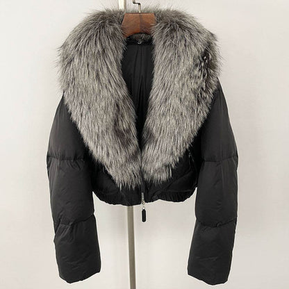 Luxurious Fox Fur Collar Down Jacket - Thick Stylish Coat for Women - Buy Center