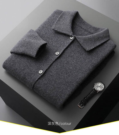 Buycenter Men's Wool Cardigan - Solid Color Thick Coat for Autumn Winter - Buy Center