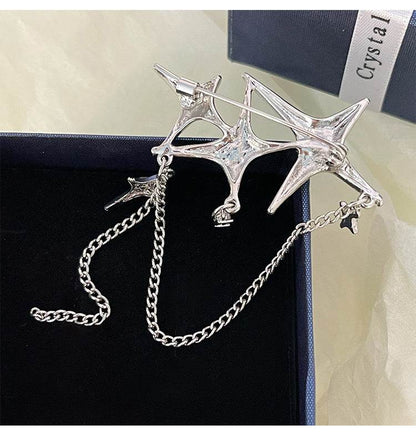 Buy Center Four Eight-Pointed Stars Zircon Chain Brooch for Women - Buy Center