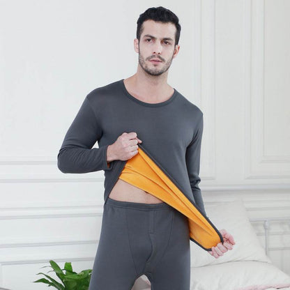 Men's Plush Thermal Underwear Set - Cozy Pullover & Loose Pants - Buy Center