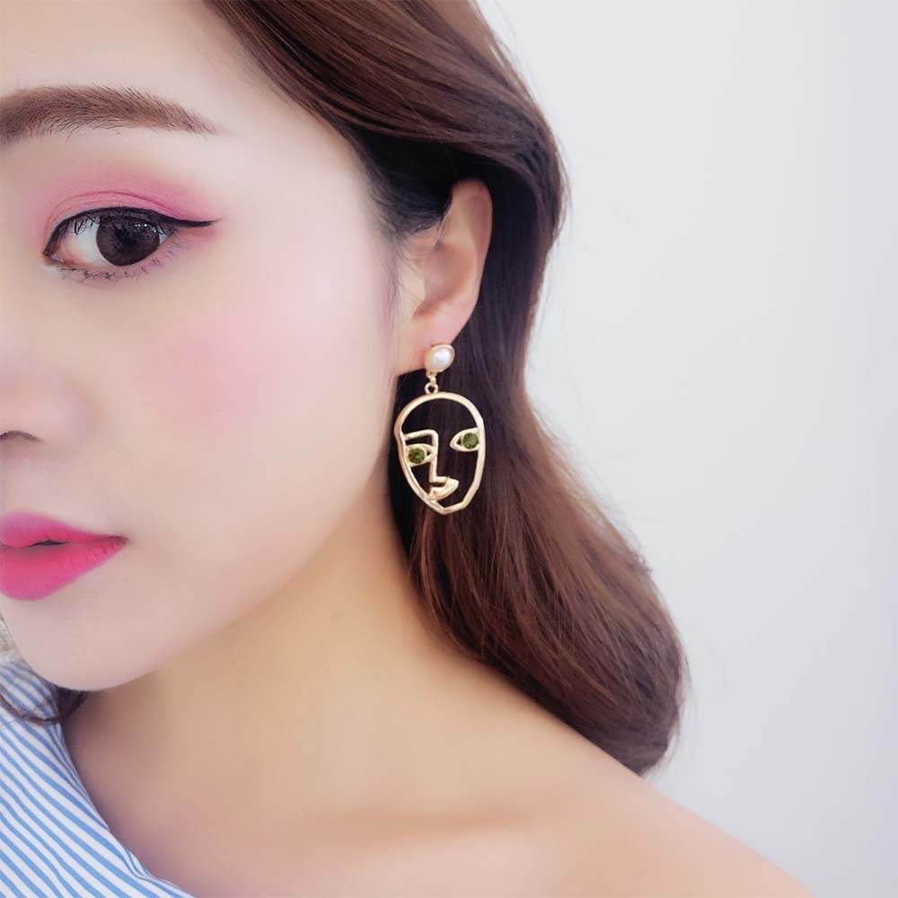 Elegant Korean Personality Pearl Design Earrings - Geometric Alloy Style - Buy Center