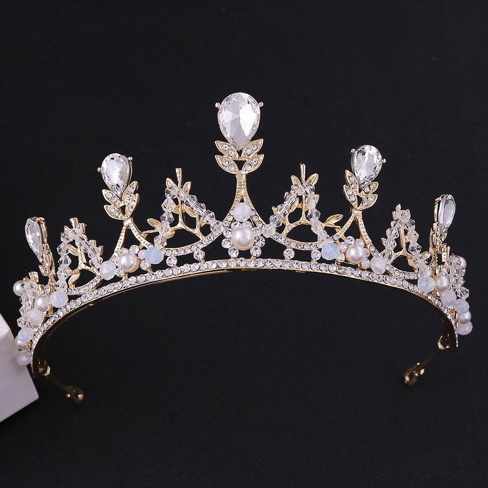 Korean Style Bridal Crown Earring Set - Handmade Wedding Hair Jewelry - Buy Center