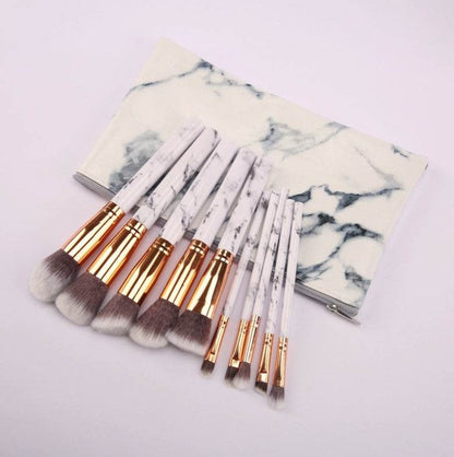 10 Marble Makeup Brush Set - Essential Premium Brushes for Flawless Looks - Buy Center