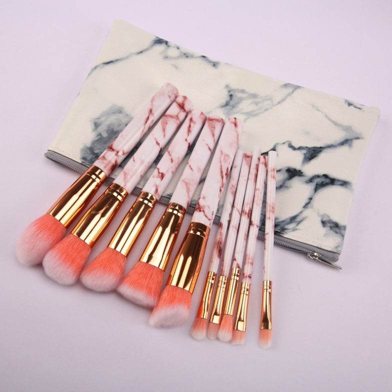 10 Marble Makeup Brush Set - Essential Premium Brushes for Flawless Looks - Buy Center