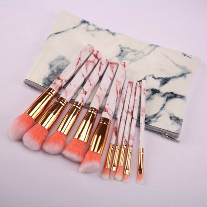 10 Marble Makeup Brush Set - Essential Premium Brushes for Flawless Looks - Buy Center
