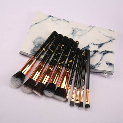 10 Marble Makeup Brush Set - Essential Premium Brushes for Flawless Looks - Buy Center