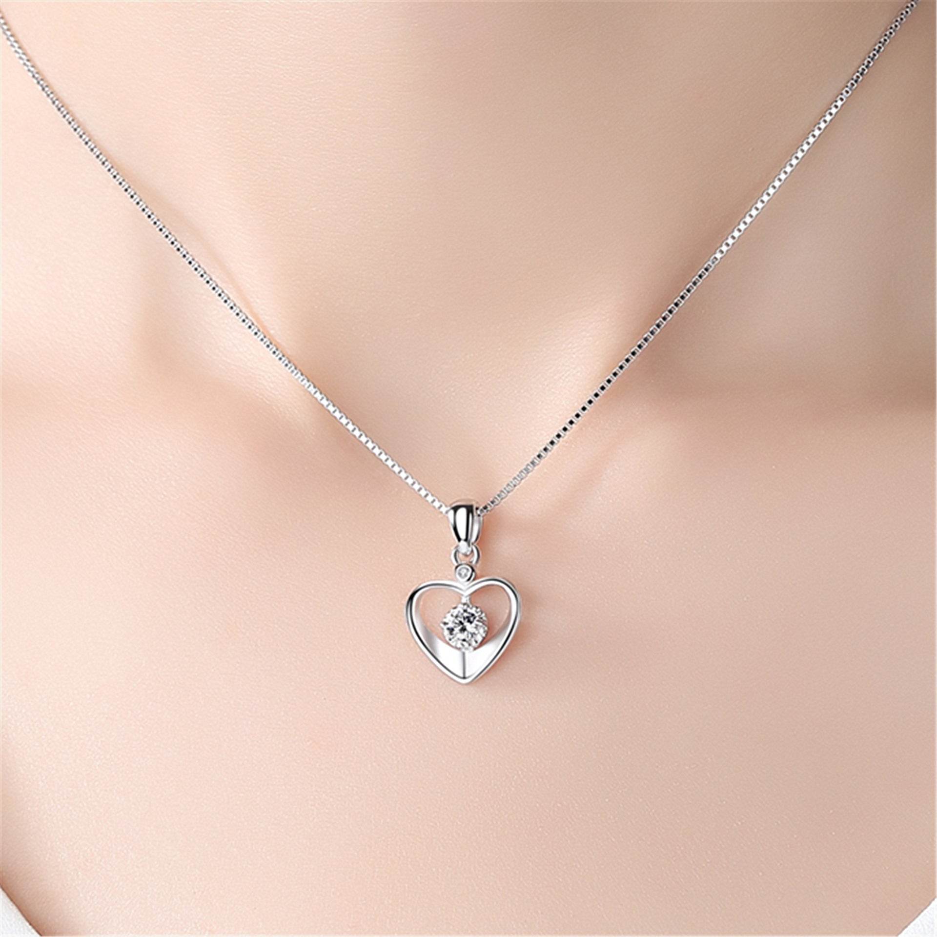Buy Center Heart Pendant Necklace - Elegant Couple Clavicle Chain - Buy Center