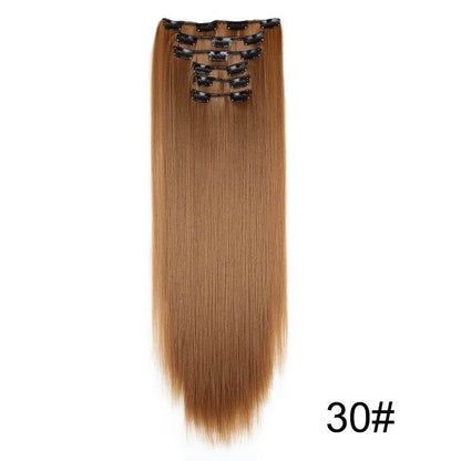 Durable Long Straight Wig Extensions Set - 6-Piece Human Hair Collection - Buy Center