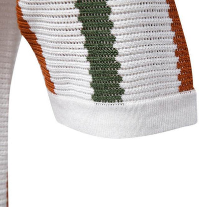 Summer Men's Breathable Polo Shirt - Short Sleeve Striped Knitting - Buy Center