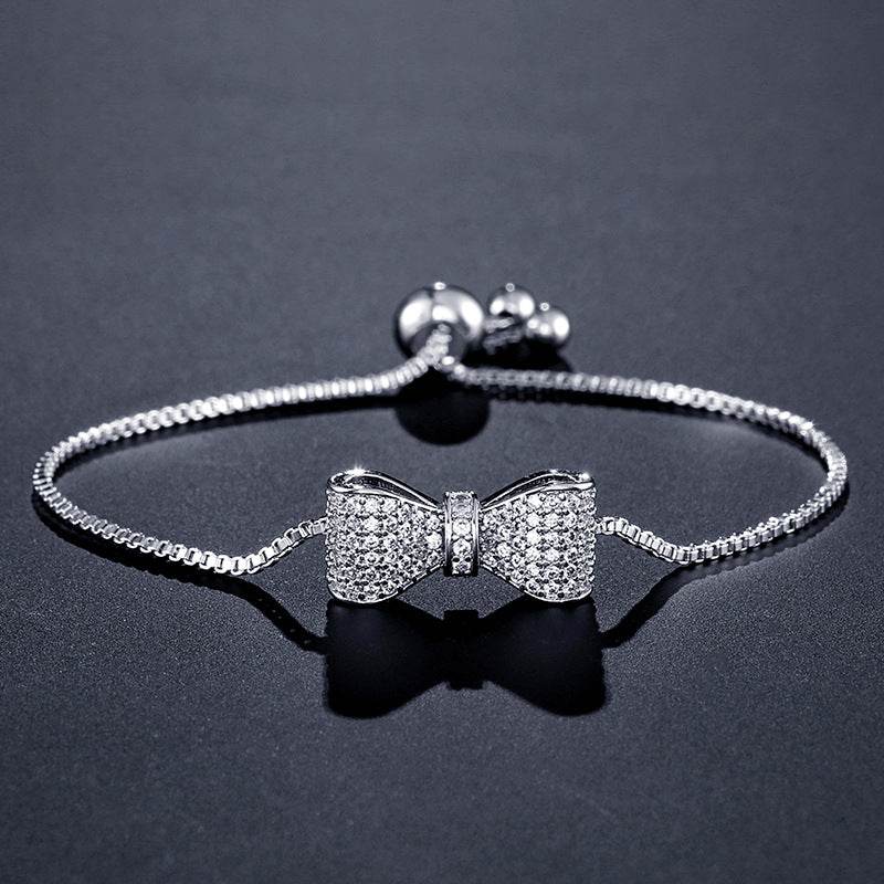 Exquisite Women's Bow Bracelet - 18K Gold Plated & Zircon Elegant Design - Buy Center