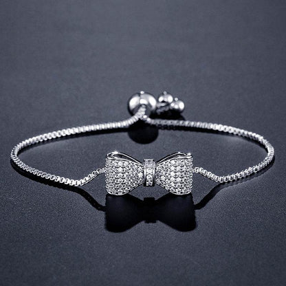 Exquisite Women's Bow Bracelet - 18K Gold Plated & Zircon Elegant Design - Buy Center