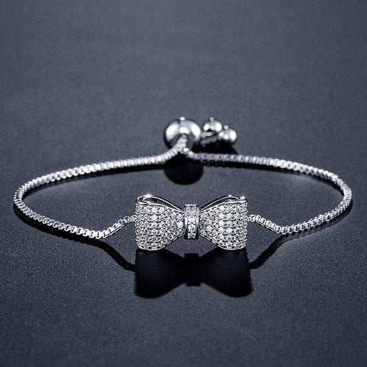 Exquisite Women's Bow Bracelet - 18K Gold Plated & Zircon Elegant Design - Buy Center
