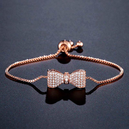 Exquisite Women's Bow Bracelet - 18K Gold Plated & Zircon Elegant Design - Buy Center