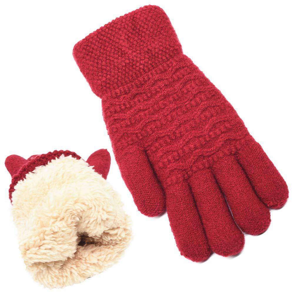 Women's Thick Velvet Gloves - Double-layer, Touchscreen Ready for Winter - Buy Center
