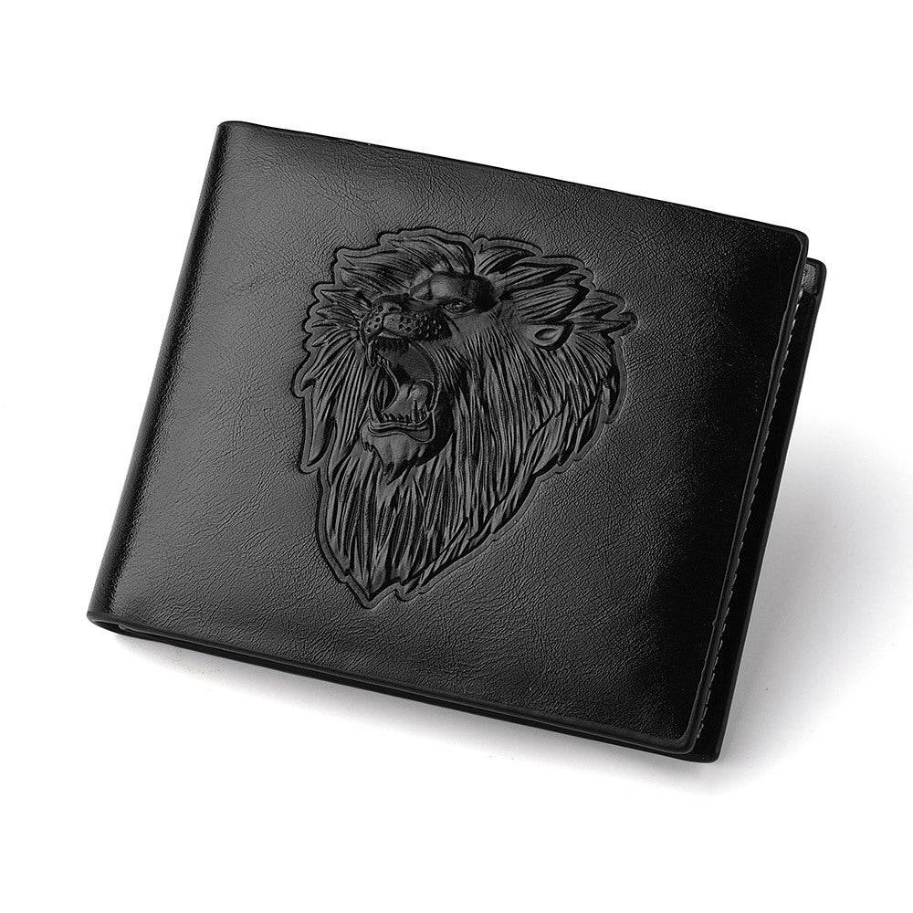 Men's Zipper Wallet - Lion Embossed Pattern, Stylish & Secure Design - Buy Center