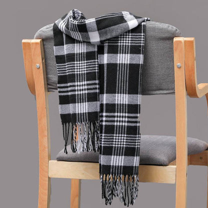 British Plaid Cashmere Scarf - Stylish Tassels, Perfect for Couples & Families - Buy Center
