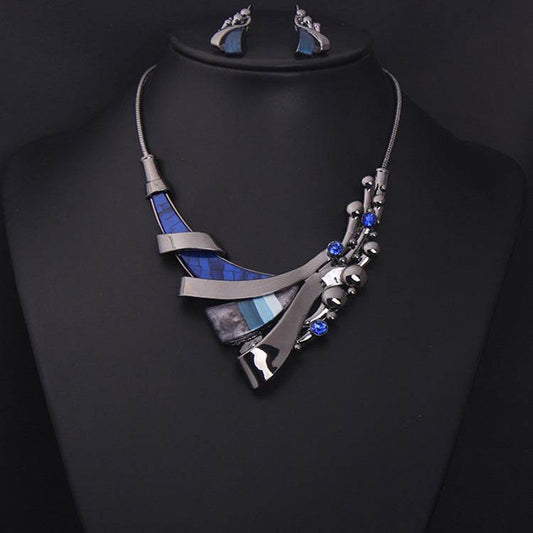 Luxury Gemstone Geometric Necklace Set - Elegant Bridal Jewelry 2025 - Buy Center