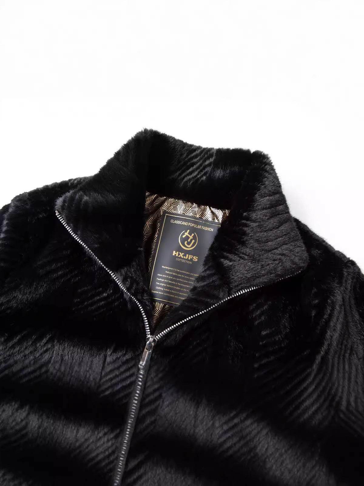 Haining Fur Men's Luxury Winter Blazer - Stylish Stand Collar & Zipper - Buy Center