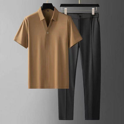 Buycenter Ultra-Light Ice Silk Shirt & Pants Set - Summer Comfort Outfit - Buy Center
