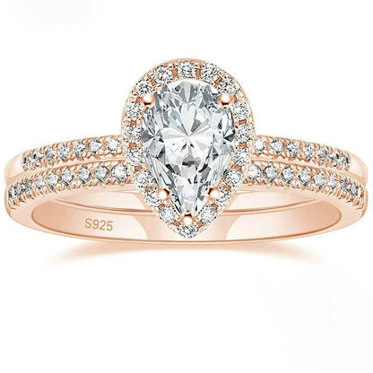 Buycenter S925 Water Drop Zircon Ring - Elegant Women's Jewelry, Multiple Sizes - Buy Center