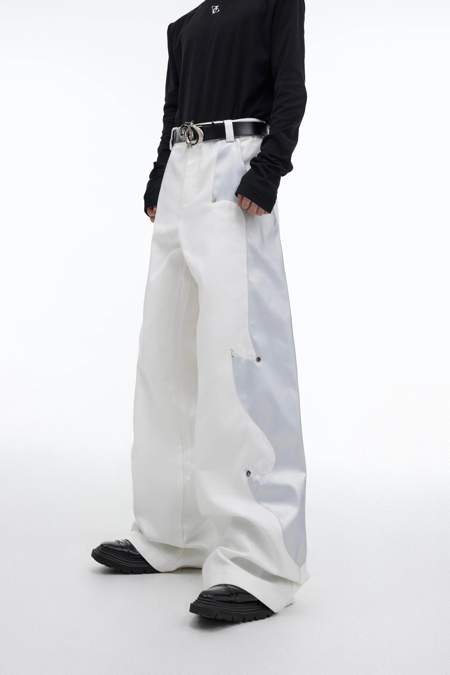 Niche Patchwork Flame Rivet Cargo Pants - Stylish Casual Wear for All - Buy Center