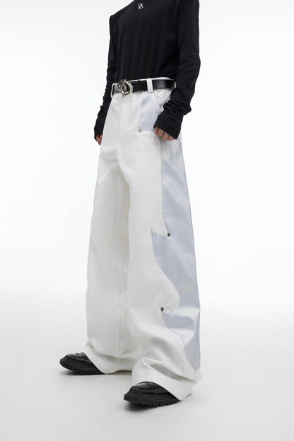 Niche Patchwork Flame Rivet Cargo Pants - Stylish Casual Wear for All - Buy Center