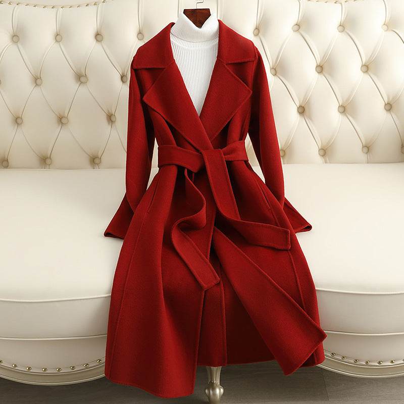 Slim Fit Cashmere Coat - Elegant Over-The-Knee Style in Multiple Colors - Buy Center