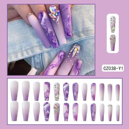 Floral Glitter Nail Set - Easy Application & Long-Lasting Shine - Buy Center