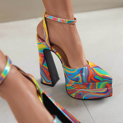 Women's Leopard Print Waterproof Heels - Chic Platform Pumps for 2025 - Buy Center