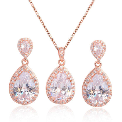 Elegant Zircon Water Drops Necklace & Earring Set - Bridal Jewelry 2025 - Buy Center
