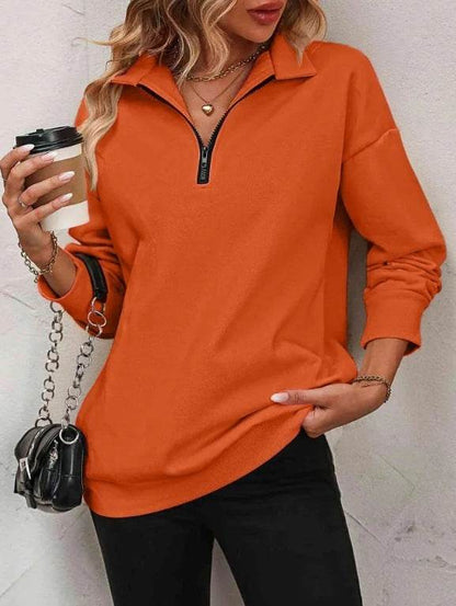 Buycenter Women's Fashion Pullover Sweatshirt - Long Sleeve Zipper Style - Buy Center
