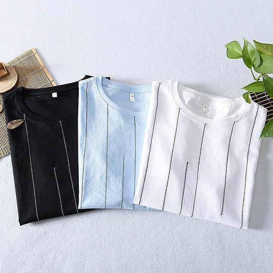 Buycenter Men's Striped T-Shirt - Casual Slim Fit, Short Sleeve Style - Buy Center