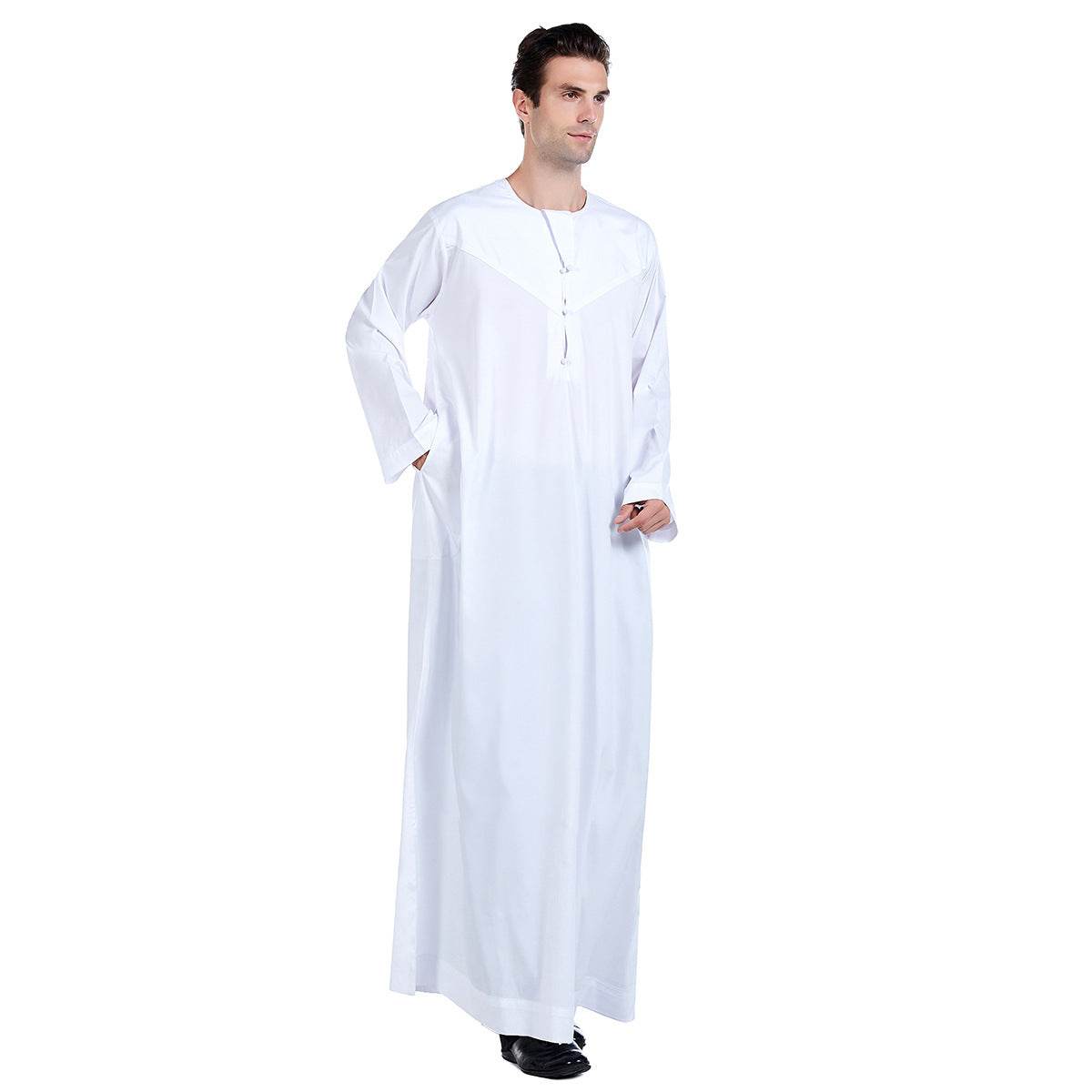 Elegant Middle Eastern Men's Robe - Cotton Blend with Stylish Embroidery - Buy Center