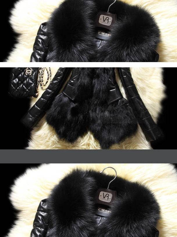 Buycenter Faux Fur Collar Leather Jacket - Stylish Black PU Coat for All Sizes - Buy Center