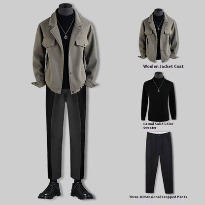 Men's Thickened Woolen Jacket Coat - Casual Loose Fit Blazer for 2025 - Buy Center