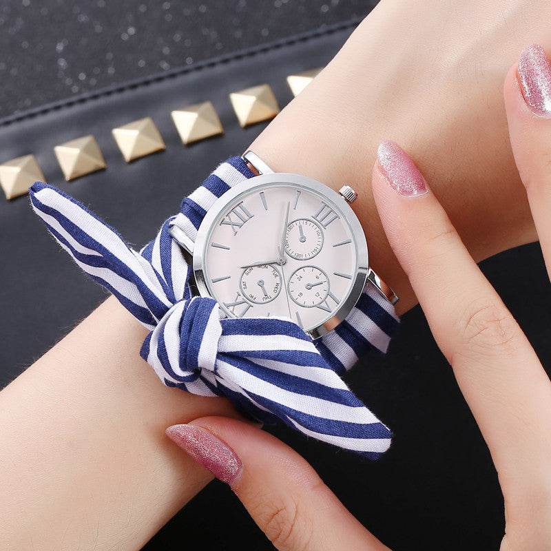 Trendy Korean Women's Watch - Stylish Cloth Strap & Round Case 2025 - Buy Center