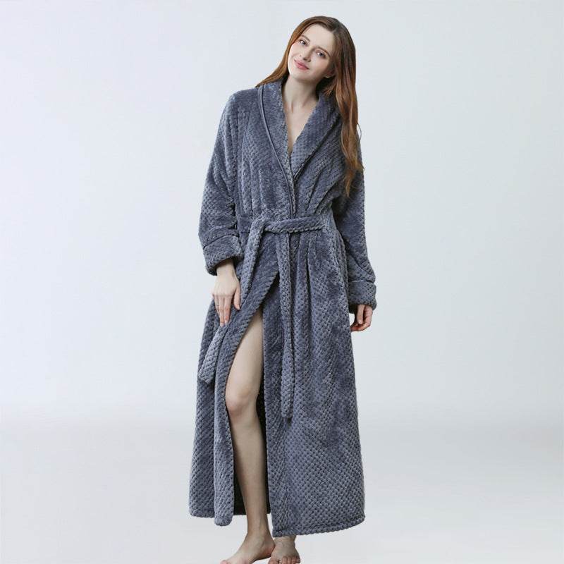 Thick Waist Velvet Men's Bathrobe - Stylish Long Flannel Cardigan 2025 - Buy Center