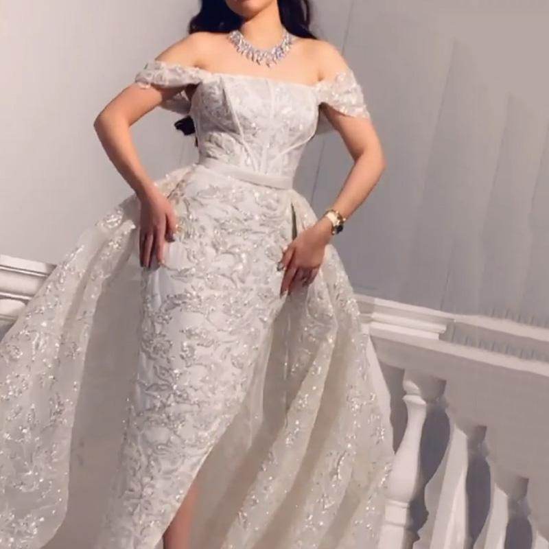 Buycenter Short-Sleeved Sequined Evening Gown - Elegant Polyester Dress - Buy Center