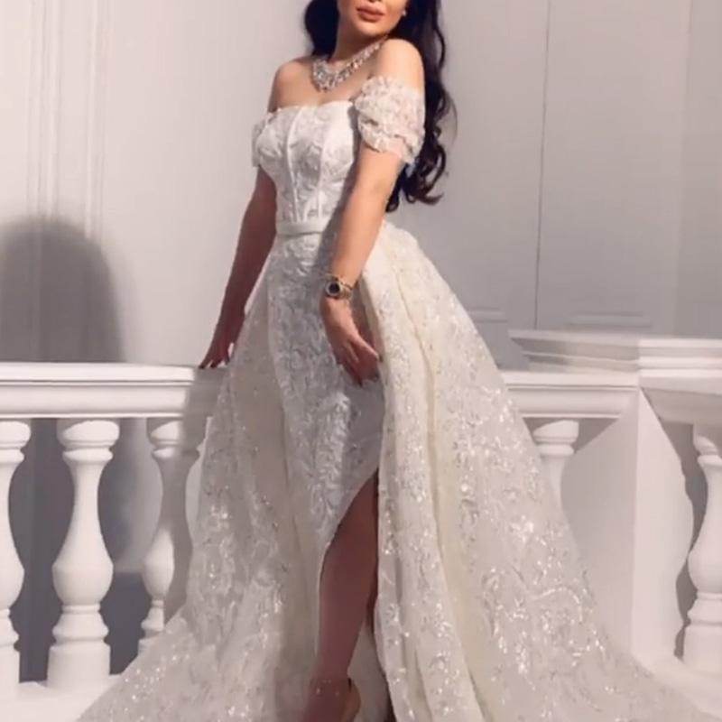 Buycenter Short-Sleeved Sequined Evening Gown - Elegant Polyester Dress - Buy Center