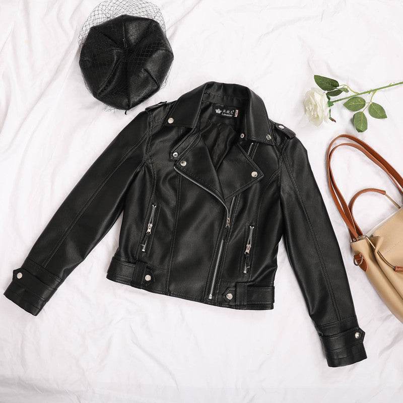 Buycenter Korean Slim Leather Jacket for Young Commuters - Short Zipper Style - Buy Center