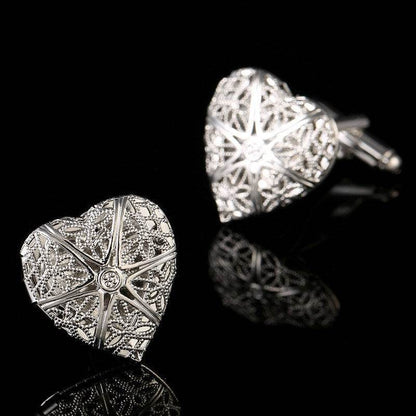 Hollow Love Men's Cufflinks - Stylish Copper Geometry for Modern Dapper - Buy Center