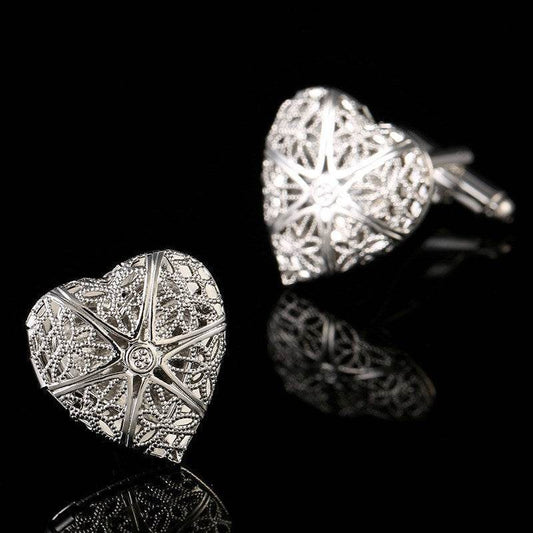 Hollow Love Men's Cufflinks - Stylish Copper Geometry for Modern Dapper - Buy Center