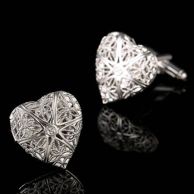 Hollow Love Men's Cufflinks - Stylish Copper Geometry for Modern Dapper - Buy Center