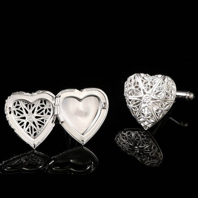 Hollow Love Men's Cufflinks - Stylish Copper Geometry for Modern Dapper - Buy Center