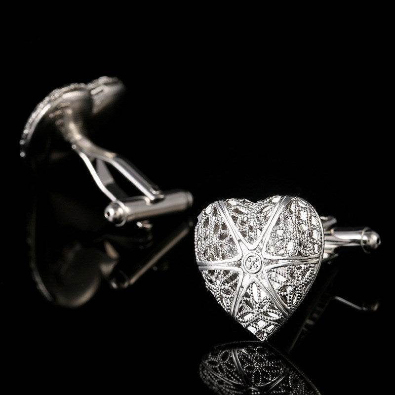 Hollow Love Men's Cufflinks - Stylish Copper Geometry for Modern Dapper - Buy Center
