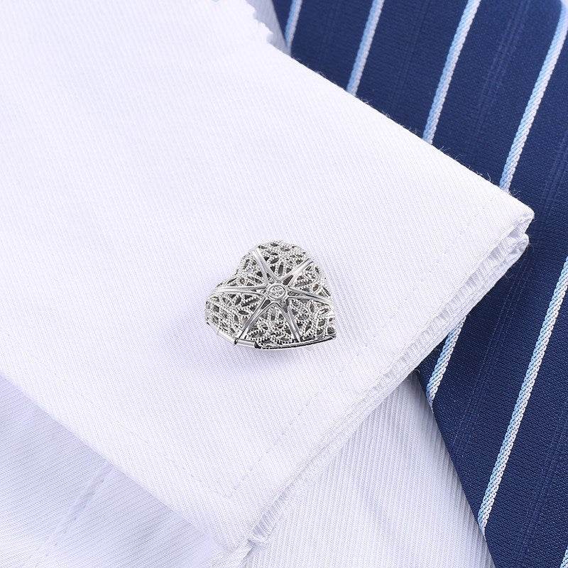 Hollow Love Men's Cufflinks - Stylish Copper Geometry for Modern Dapper - Buy Center