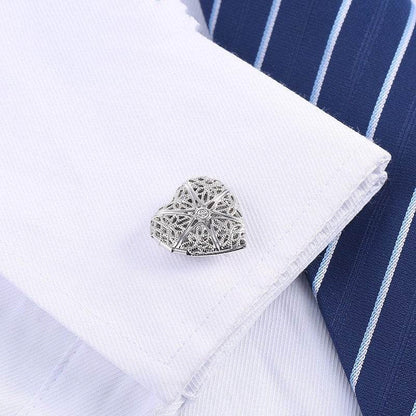 Hollow Love Men's Cufflinks - Stylish Copper Geometry for Modern Dapper - Buy Center
