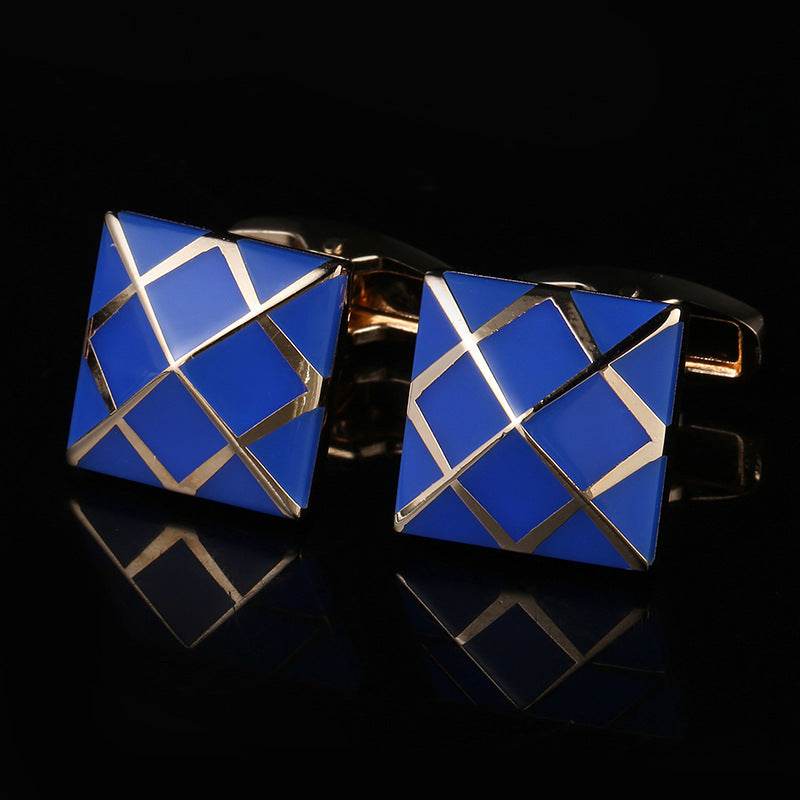 Elegant Rose Gold Blue Enamel Cufflinks - French Style Geometry 2025 - Buy Center