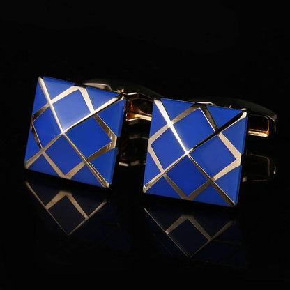 Elegant Rose Gold Blue Enamel Cufflinks - French Style Geometry 2025 - Buy Center